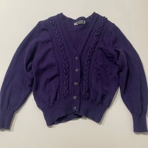 Purple Wool Knit Women's Cardigan